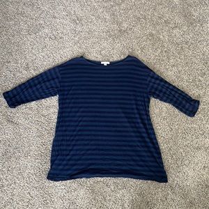 EUC boat neck blue striped maternity blouse